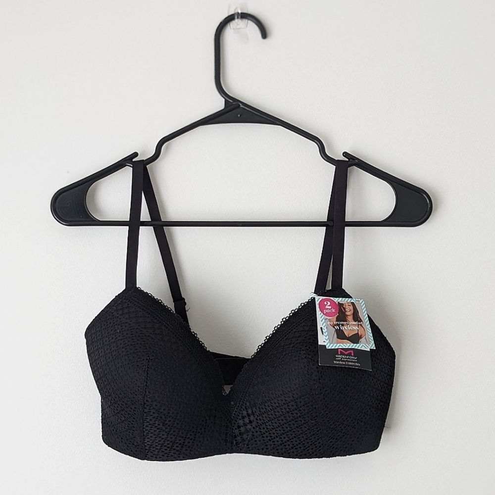 Maidenform Wireless T-shirt Bra Size 38C Black